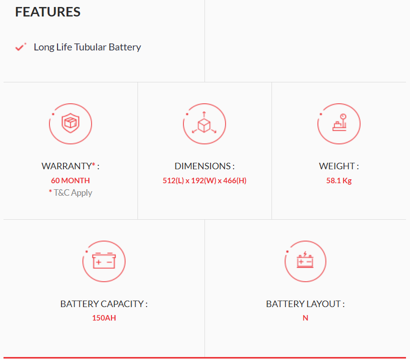 EXIDE INVAMASTER IMTT1500 (150AH TUBULAR BATTERY)